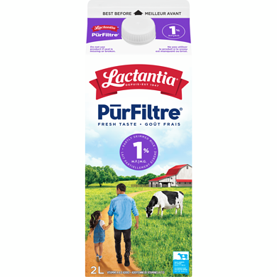 Lactantia PūrFiltre Lait 1 % Partiellement Écrémé 2 l, 0,31 $/100ml