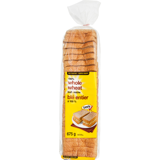 No Name Whole Wheat Loaf 675 g, $0.44/100g