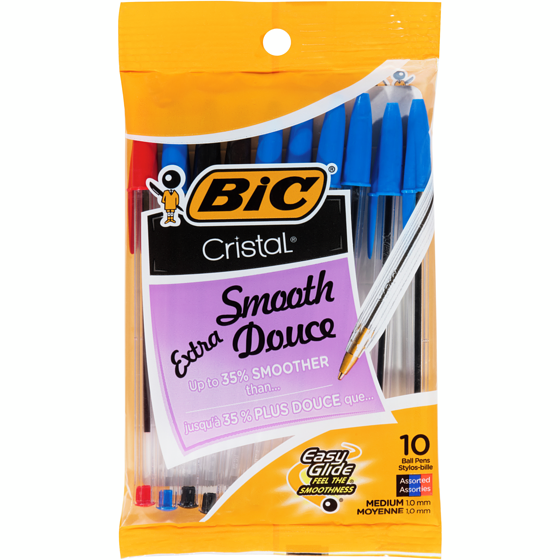 BIC Assortiment de stylos bâtonnets en cristal 10x10.0 ea, 0,30 $/1ch