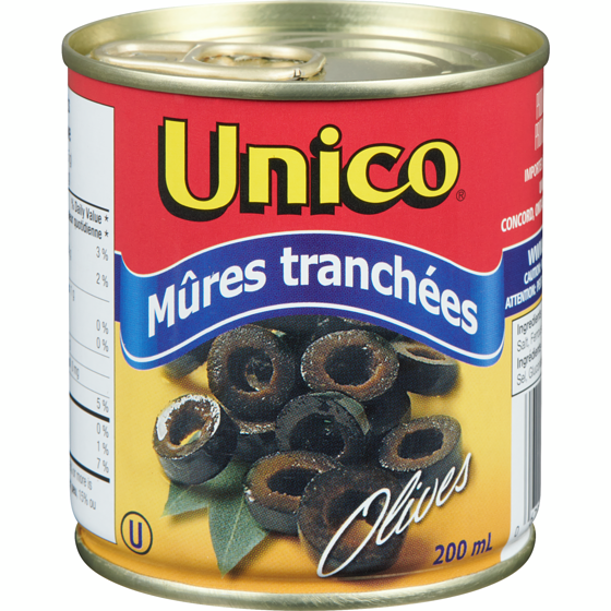 Unico Olives noires mûres tranchées 200 ml, 1,00 $/100ml