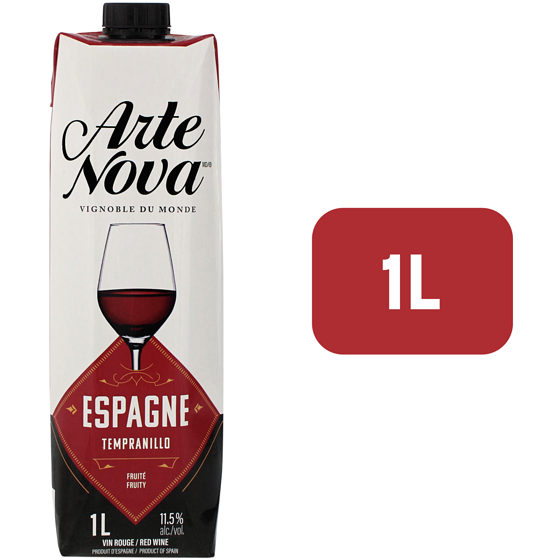 Arte Nova Spanish Tempranillo Red Wine (ID required at pick-up) 1 l, $1.38/100ml