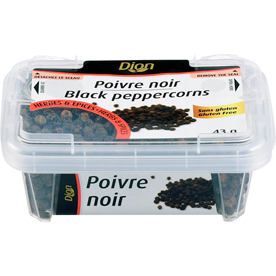 Dion Poivre noir en grains 43 g, 11,60 $/100g