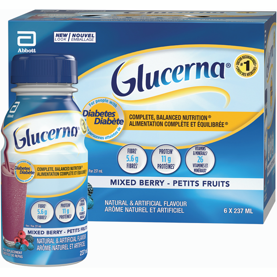 Glucerna Nutritional Drink, Meal Replacement Shakes, Complete Mixed Berry Bottles 6x237.0 ml, $1.27/100ml