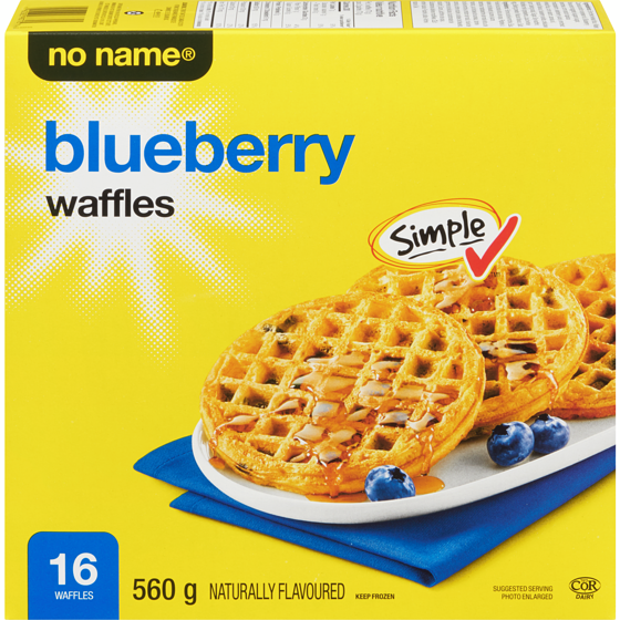 No Name Blueberry Waffles 560 g, $0.89/100g