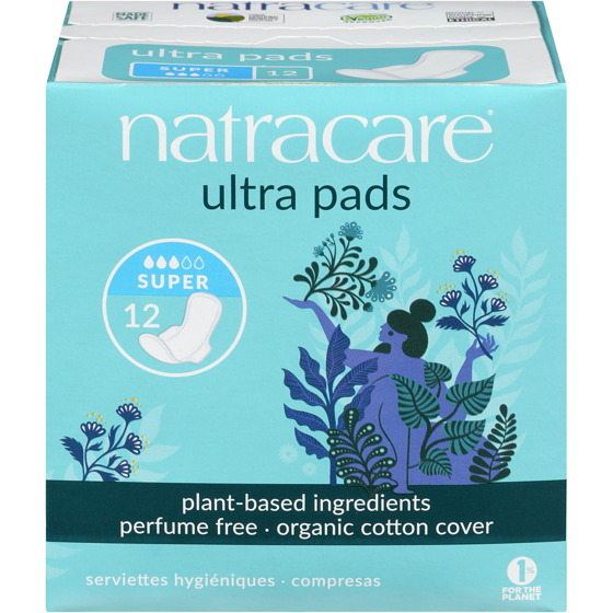 Natracare Serviettes hygiéniques Ultra avec ailettes 12 ea, 0,71 $/1ch