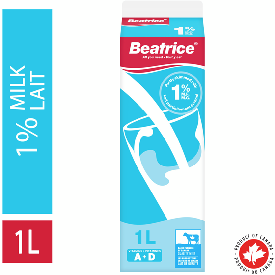 Beatrice Partly Skimmed Milk 1% 1 l, $0.29/100ml