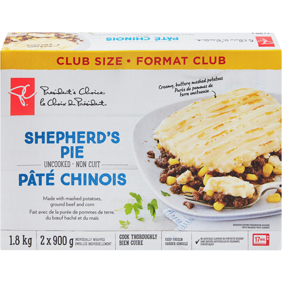 President's Choice Shepherd's Pie Club Size 1.8 kg, $1.89/100g