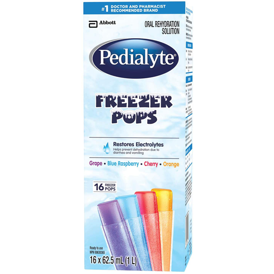 Pedialyte Electrolyte Popsicles For Adults & Kids, Variety Pack 16x62.5 ml, $1.10/100ml