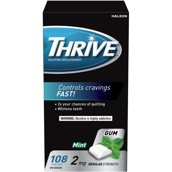 Thrive Stop Smoking Aid Gum, Cool Mint 2mg 108 ea, $0.32/1ea