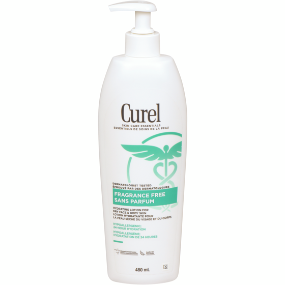 Curel Fragrance Free Lotion, Hypo-Allergenic Body Moisturizer for Dry, Sensitive Skin 480 ml, $2.71/100ml