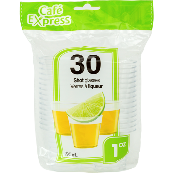 Conglom Gobelets shooters en plastique de 1 oz 30/Pqt 1 ea, 0,12 $/1ch