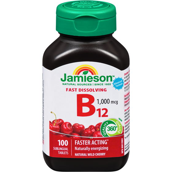 Jamieson Vitamin B12 Methylcobalamin 1,000 mcg Fast Dissolving Sublingual Tablets 100 ea, $0.19/1ea
