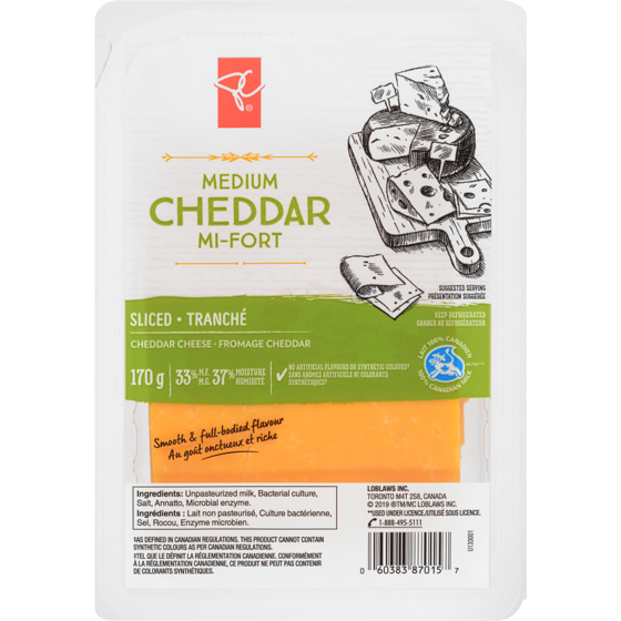 le Choix du Président Fromage Cheddar Mi-Fort En Tranches 170 g, 4,70 $/100g
