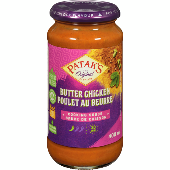 Pataks Sauce de Cuisson Poulet au Beurre 400 ml, 1,25 $/100ml