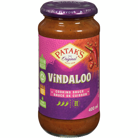 Pataks Sauce de Cuisson Vindaloo 400 ml, 1,25 $/100ml