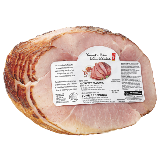 le Choix du Président Jambon tranché en spirale fumé au bois de noyer 17,62 $/1kg 7,99 $/1lb