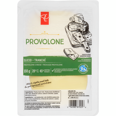 President's Choice Provolone Sliced Cheese 150 g, $5.33/100g