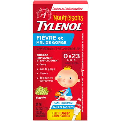 Tylenol Gouttes concentrées pour nourrissons, Fièvre et mal de gorge, 80 mg/1 ml 24 ml, 41,62 $/100ml