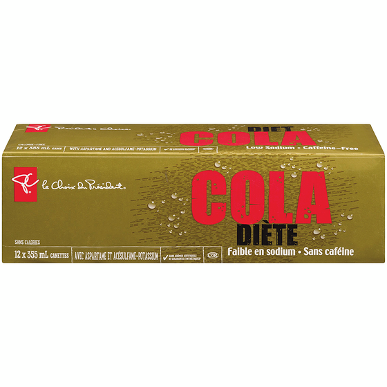 le Choix du Président Cola diète faible en sodium et sans caféine 12x355.0 ml, 0,16 $/100ml
