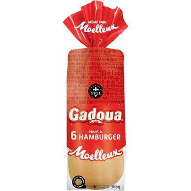 Gadoua Hamburger 6 Buns 366 g, $1.09/100g