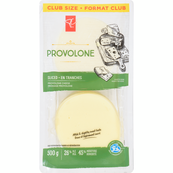 President's Choice Sliced Provolone Cheese, Club Pack 500 g, $3.00/100g