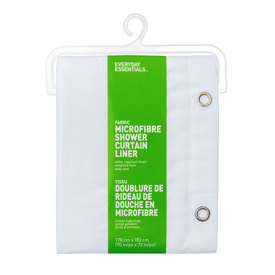 Everyday Essentials Microfiber Shower Curtain Liner, White 1 ea, $18.00/1ea