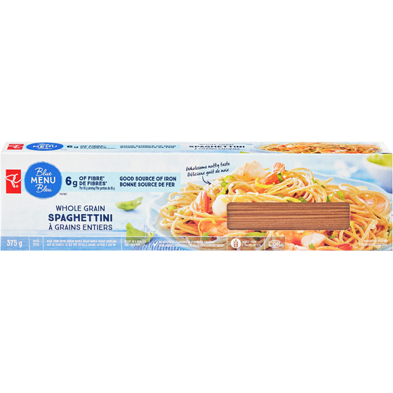 PC Menu Bleu Spaghettini à grains entiers 375 g, 0,72 $/100g