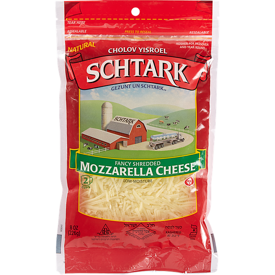 Schtark Kosher Shredded Cheese, Mozzarella     227 g, $4.40/100g