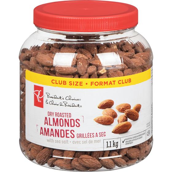 President's Choice Dry Roasted Almonds with Sea Salt Club Size 1 kg, $2.18/100g