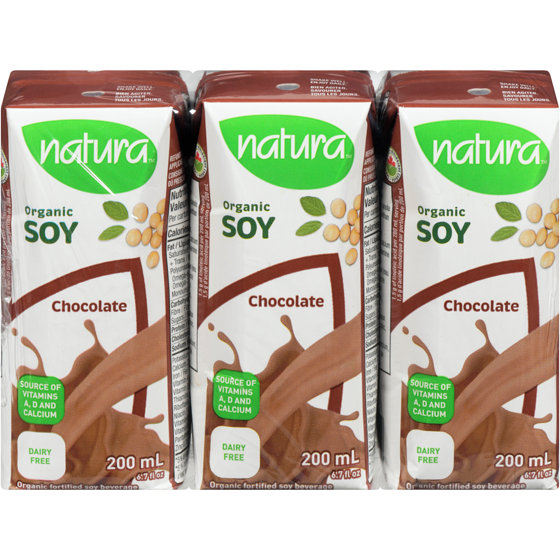 Natura Organic fortified soy beverage chocolate 3x200.0 ml, $0.50/100ml