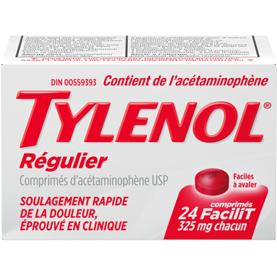 Tylenol Comprimés à concentration régulière 325 mg 24 ea, 0,23 $/1ch