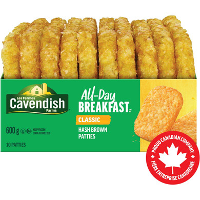 Les Fermes Cavendish Galettes de pommes de terre classique All-Day Breakfast  600 g, 0,75 $/100g