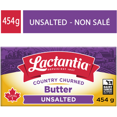 Lactantia Beurre non salé. 454 g, 1,32 $/100g