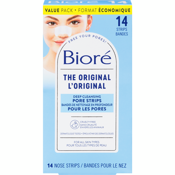 Biore Deep Cleansing Pore Strips Value Pack for Instant Pore Unclogging and Blackhead Removal, 14ct 14 ea, $1.29/1ea
