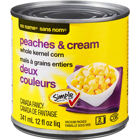 No Name Peaches and Cream Whole Kernel Corn 341 ml, $0.64/100ml