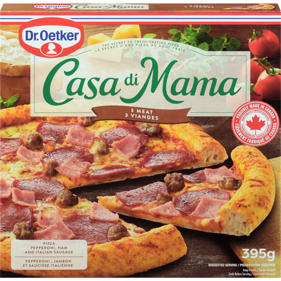 Dr. Oetker Casa Di Mama pizza 3 viandes 395 g, 1,77 $/100g