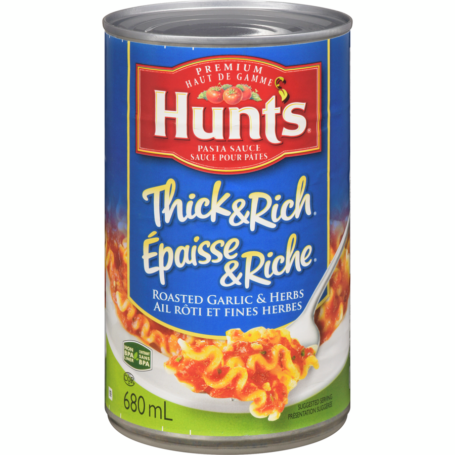 Calories in Hunt's Thick & Rich Pasta Sauce, Roasted Garlic & Herbs