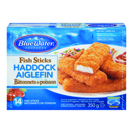 BlueWater Seafoods Bâtonnets de Poisson Aiglefin 350 g, 2,85 $/100g