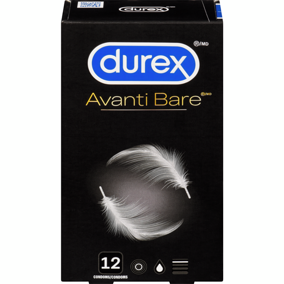 Durex Condoms en latex ultra-fins Avanti Bare 12 ea, 1,21 $/1ch