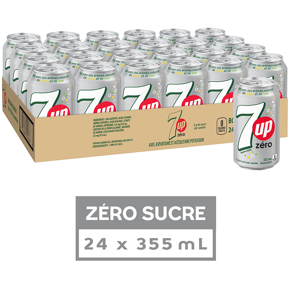 7 UP Soda zéro tray 24x355.0 ml, 0,18 $/100ml
