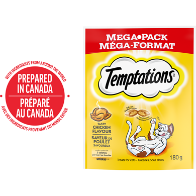 Temptations Gâteries pour chats adultes saveur de poulet savoureux 180 g, 1,94 $/100g