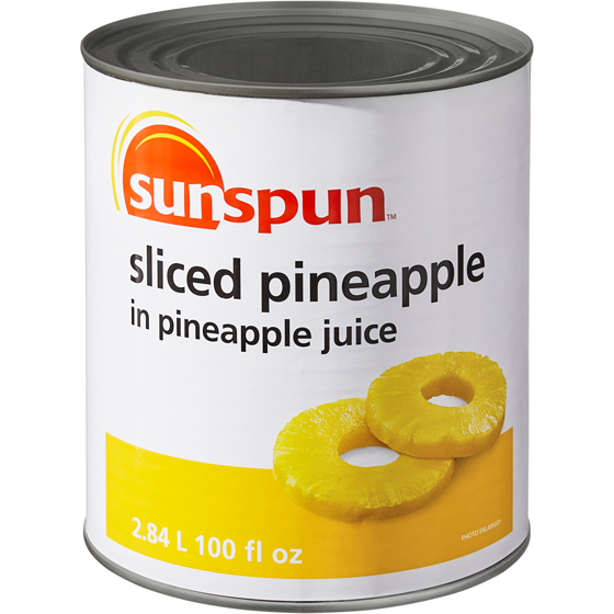 Sunspun Sliced Pineapple in Pineapple Juice 2.84 l, $0.32/100ml
