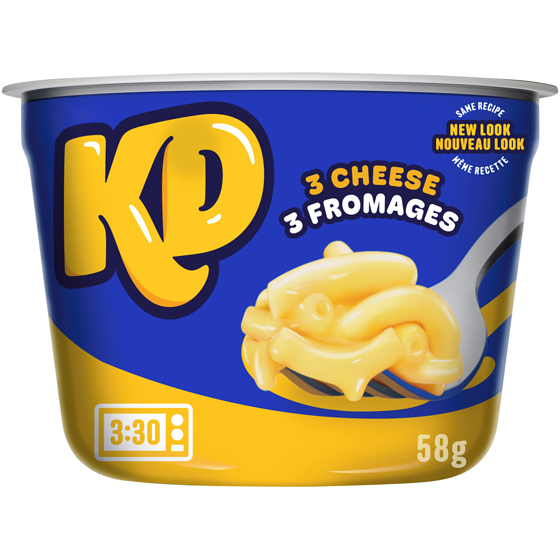Kraft Bol-goûter de macaroni et fromage Trois fromages 58 g, 3,43 $/100g