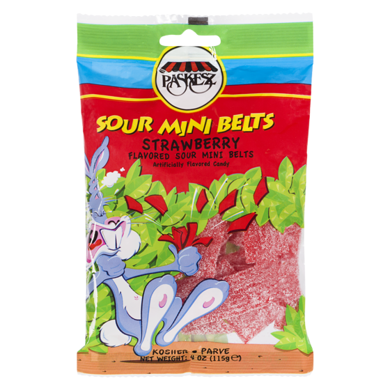 Paskesz Kosher Candy, Strawberry Mini Belts 115 g, $5.64/100g