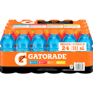 Gatorade Boisson désaltérante pour sportifs Gatorade, 4 saveurs 24x591.0 ml, 0,15 $/100ml