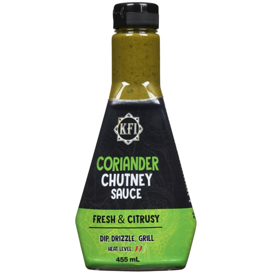 KFI Coriander chutney sauce 455 ml, $0.88/100ml