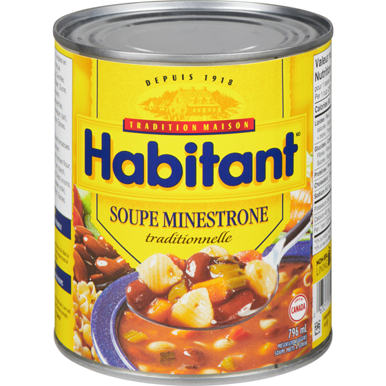 Habitant Soupe minestrone traditionnelle 796 ml, 0,48 $/100ml