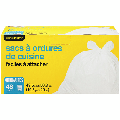 Sans Nom Sacs à ordures de cuisine faciles à attacher, ordinaires 48 ea, 0,13 $/1ch