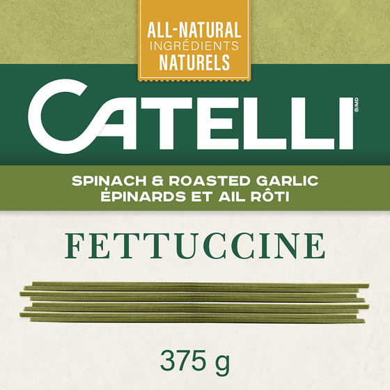 Catelli Spinach & Roasted Garlic, Fettuccine Pasta  375 g, $1.00/100g