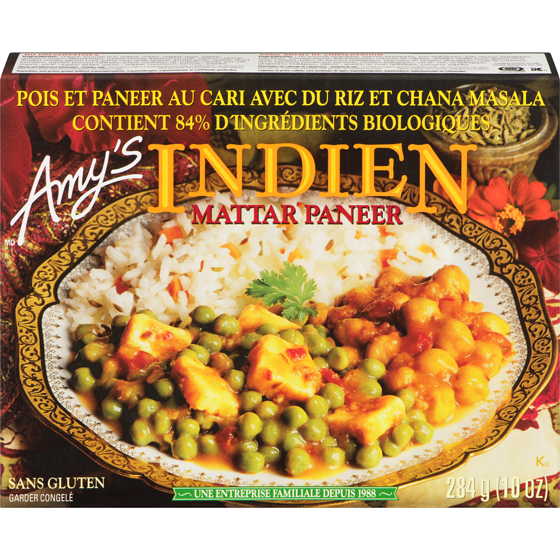 Amys Mattar Paneer 284 g, 2,29 $/100g